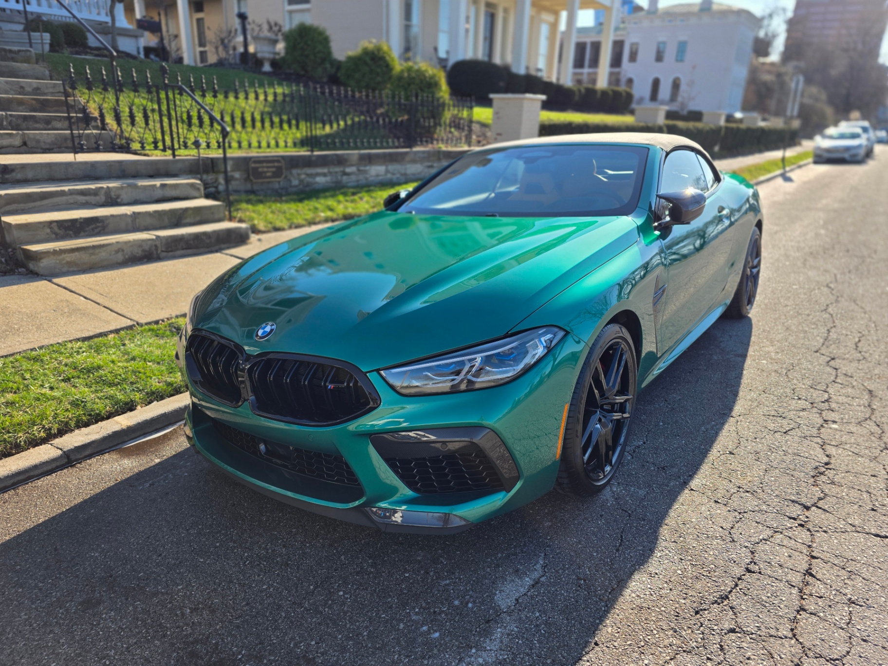 Green BMW M8 convertible mobile detailing in Covington, KY